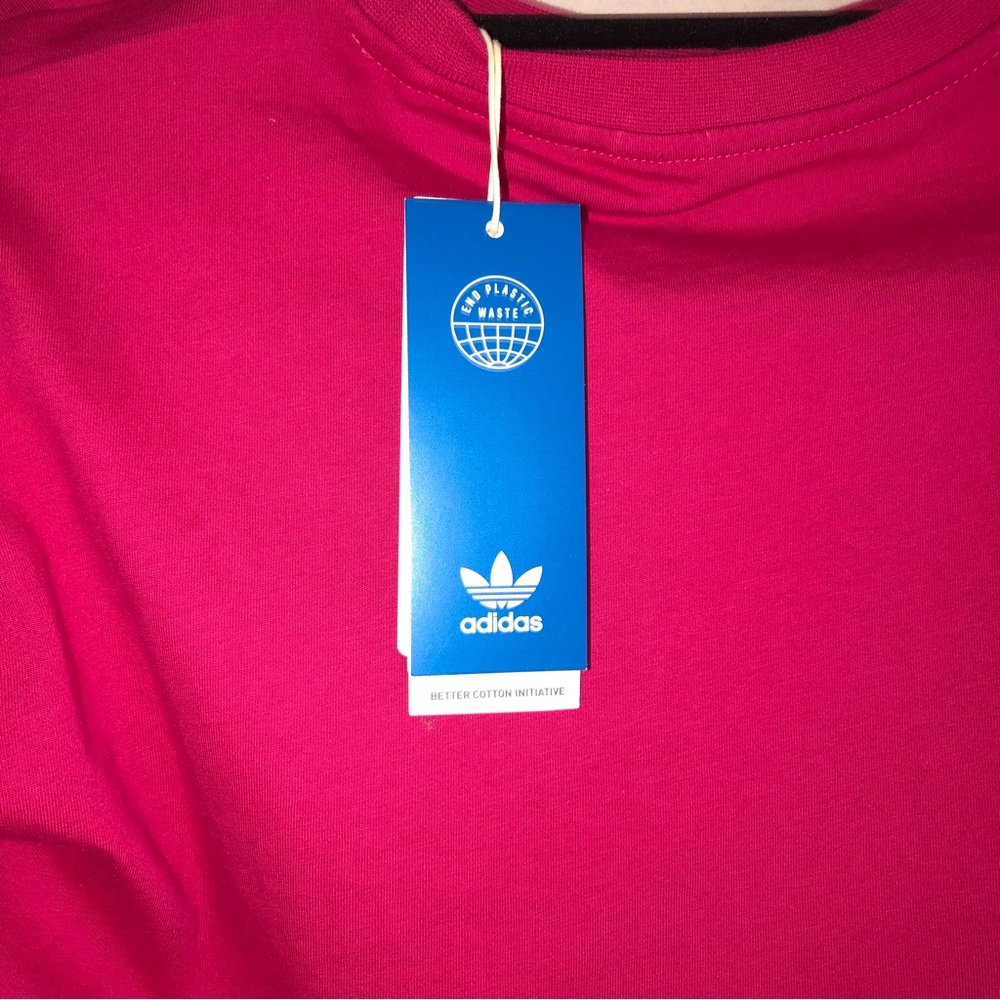 Adidas Bold Pink Originals Multi-color Trefoil "Big Girl" Kids Crop-top NWT XS - Picture 9 of 11